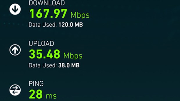 A screenshot of a speed test John carried out during the free data day. (supplied)
