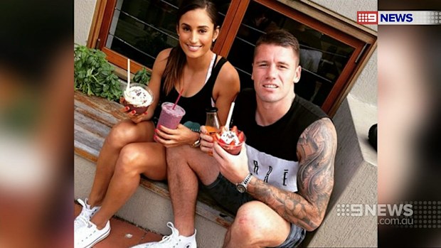 Shaun Kenny-Dowall (right) with ex-partner Jessica Peris. (9NEWS)
