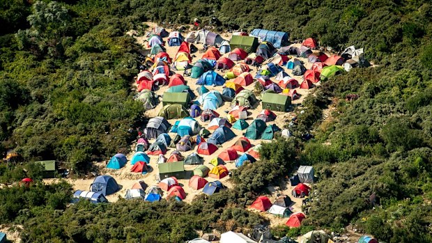 An aerial view of tents in the "Jungle" camp in Calais, northern France. (AFP)