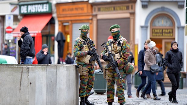 Security forces stand guard in Belgium on December 29. (AFP)