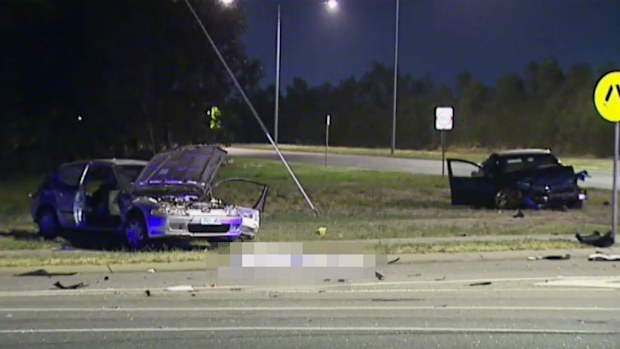 A male passenger in his 30s died when he was thrown from a car on impact. (9NEWS)