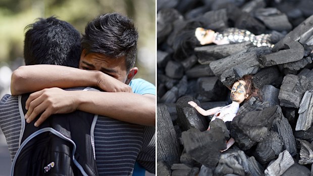 A survivor of the fire embraces a relative outside the children's shelter Virgen de la Asuncion after a fire at the facility killed at least 19 people, in San Jose Pinula, about 30 km east of Guatemala City, on March 8, 2017. (AFP)