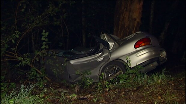 The car crashed down an embankment. 