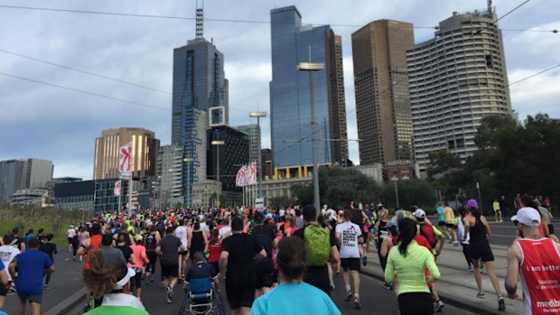 Thousands of runners pounded the pavement for this year's Melbourne Marathon. (Image: Tilly Graovac)
