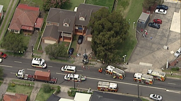 Emergency services at the scene in Greenacre. (9NEWS)