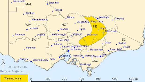 The areas expected to be affected by the storm. (Bureau of Meteorology)