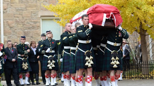 Slain Canadian soldier Nathan Cirillo has been laid to rest in Hamilton. (AAP)