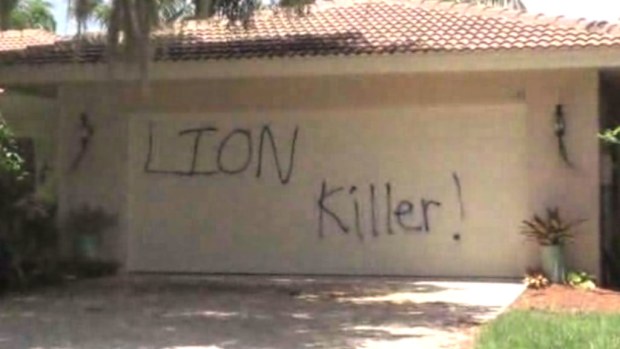 The garage of US dentist Walter Palmer's Florida home.