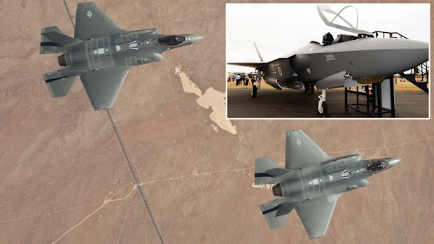 FLYING HIGH: The new F-35 in action. (AAP)
