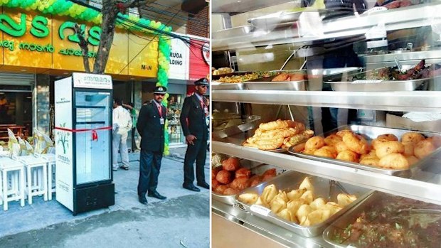 The "tree of goodness" fridge, an dsome of the contents of Pappadavada restaurant. (Facebook/Minu Pauline)