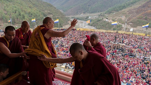 The Dalai Lama will has addressed devotees at a monastery near India's border with China. (AAP)