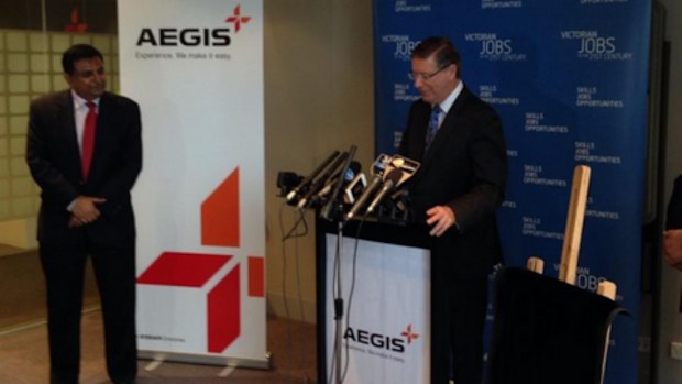 Dennis Napthine made the call while announcing 550 new jobs had been created for global outsourcing firm Aegis. (9NEWS)
