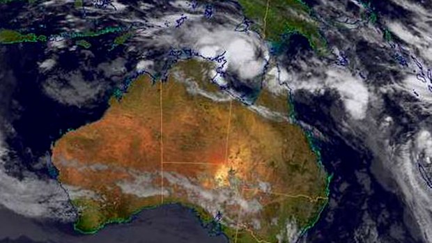 An image of the cyclone brewing off the NT coast. (Bureau of Meteorology) 