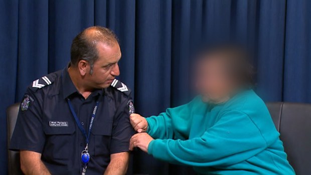 The victim describes how she was grabbed and thrown to the ground by the male offender. (9NEWS)