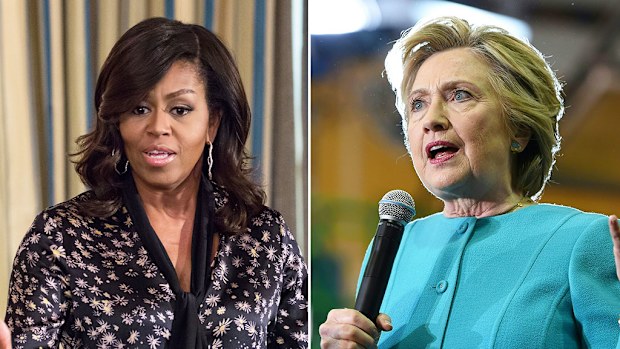 First Lady Michelle Obama and Democratic presidential candidate Hillary Clinton. (AFP)