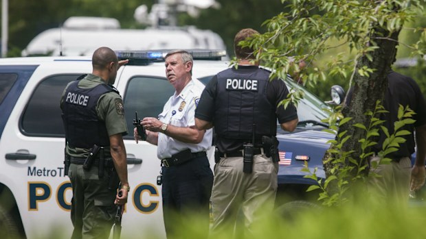 Police outside the Walter Reed National Medical Cener. (AAP)