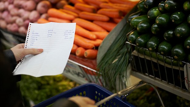 Woman shopping list groceries