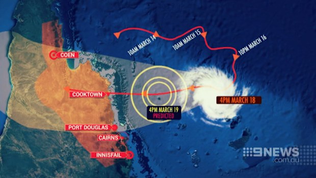 The cyclone is expected to make landfall as a category four. (9NEWS)