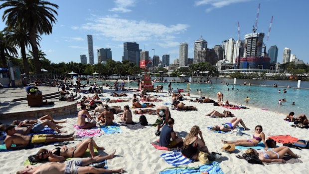 Queenslanders escape the heat at South Bank. 