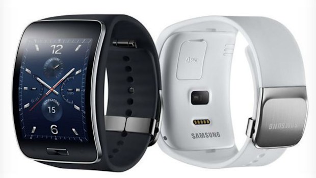 The curved-screen Samsung Gear S, launched today, the first smartwatch able to make phone calls. Picture: Samsung
