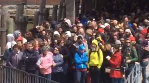 A photo of the evacuation posted to Twitter.