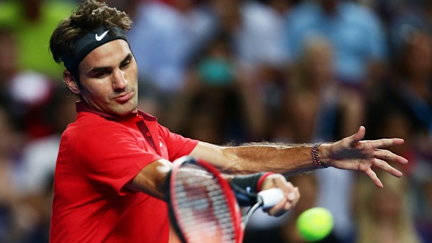 Roger Federer at the Fast4 tennis in Sydney. (Getty)