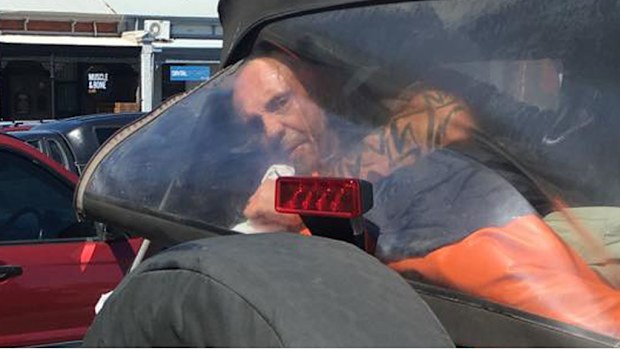 Alleged thief managed to get out of the locked car through the soft-top. (Domenic Gentile/ Facebook)