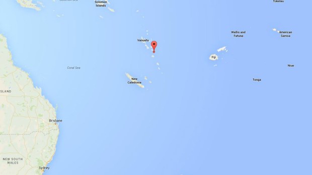 The location of the earthquake in relation to Vanuatu and Australia, at 17.000°S 168.531°E. (Supplied)