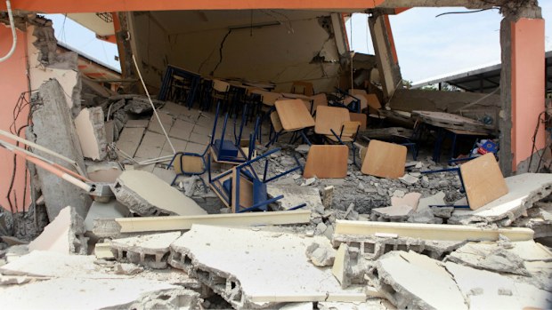 Earthquake damage in Manabi, Ecuador. (AAP)