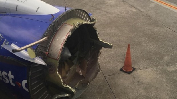 A Southwest airlines plane was landed after part of its engine fell off. (Twitter)