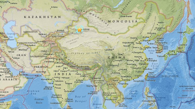 The earthquake struck Xinjiang, in western China. (USGS)