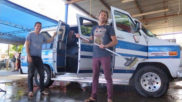Dean Lucas (left) and Adam Coleman (right) with their van. (Facebook)