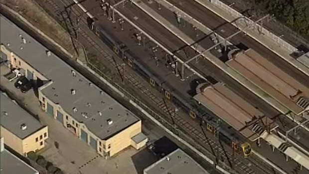 The worker was struck between Auburn and Clyde stations this morning. (9NEWS)