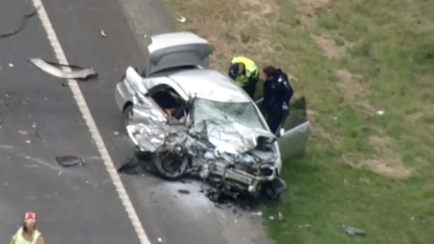 A p-plate driver is dead after he veered onto the wrong side of the road. (9NEWS)