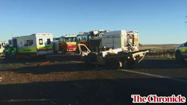 An elderly man died after his ute crashed with a school bus near Toowoomba. (The Chronicle)