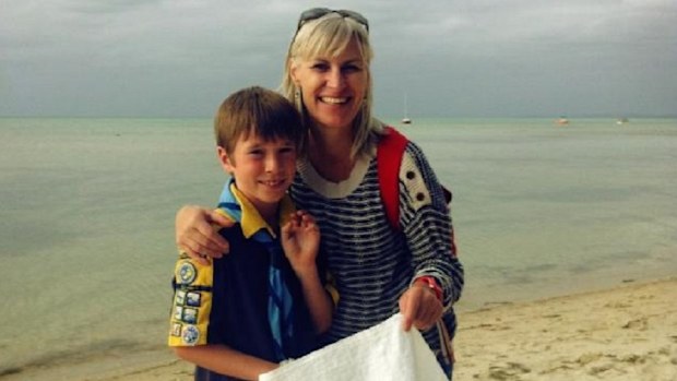 Andrea Row and her son in 2014