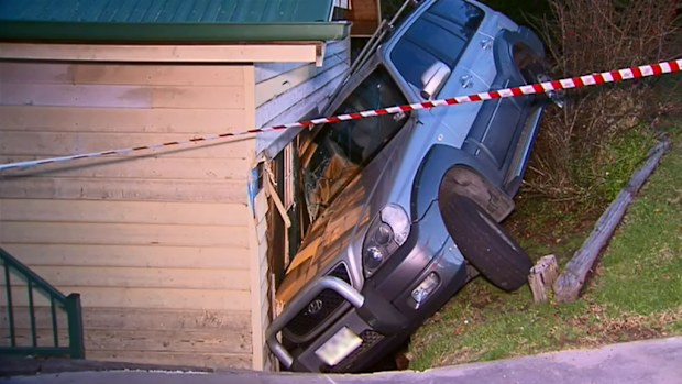 A Frankston motorist crashed their car into their own home this evening. (9NEWS)