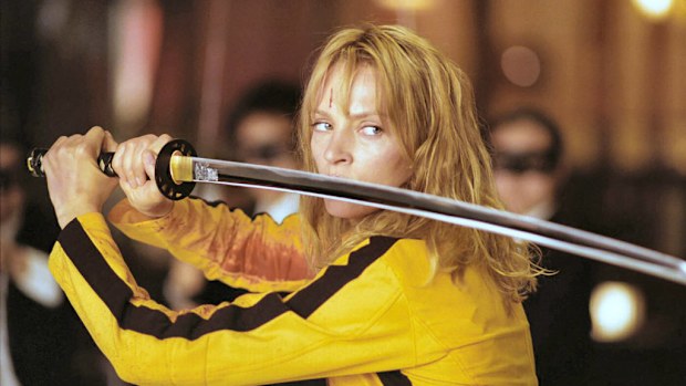 Uma Thurman in a scene from Quentin Tarantino's film Kill Bill.