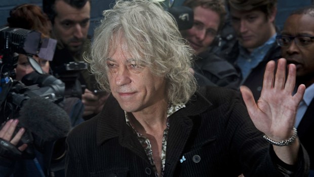 Sir Bob Geldof on the way to the recoding of the Band Aid Christmas single. (AAP)
