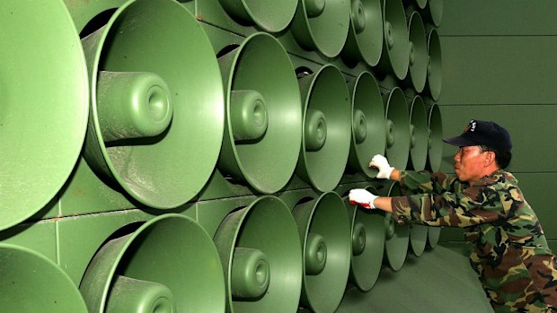 Loud speakers removed from the DMZ by South Korea will be reinstalled. (AAP)