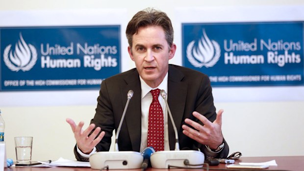 United Nations Special Rapporteur David Kaye speaks about the situation on freedom of expression in Turkey, in Ankara, on November 18, 2016. (AFP)