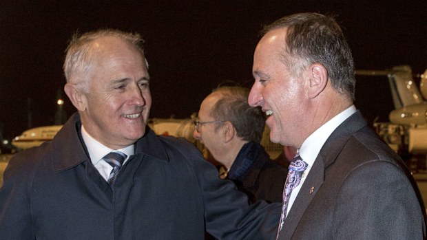 Malcolm Turnbull and John Key after touching down in Paris. (AAP)