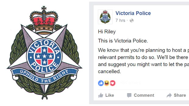 Victorian police have issued a Melbourne teen a sternly worded warning via Facebook. (Victoria Police/Facebook)