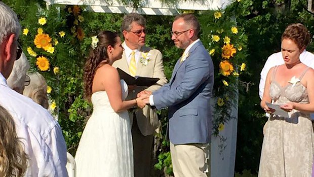 Schuyler and Celeste Benson married this year after a Facebook glitch in 2009 forced them together. (Imgur)