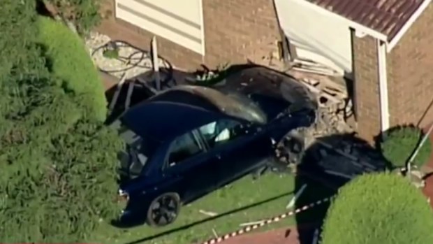 A naked man has allegedly crashed his car into a home in Melbourne's north-west. (9NEWS)