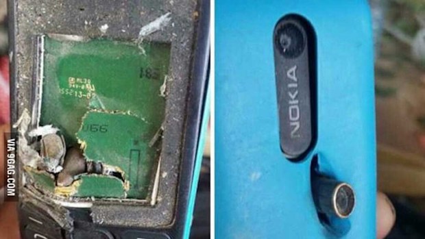 The Nokia 301 which reportedly saved the life of a man in Afghanistan. (Twitter)