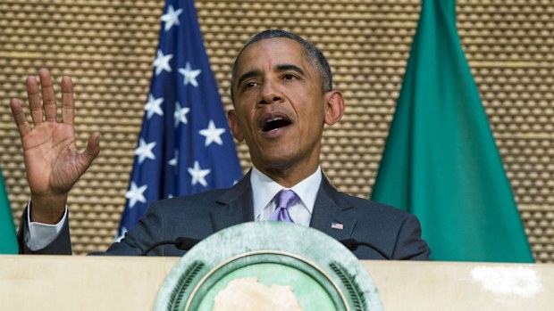 US President Barack Obama delivers a speech to the African Union in Ethiopia. (AAP)