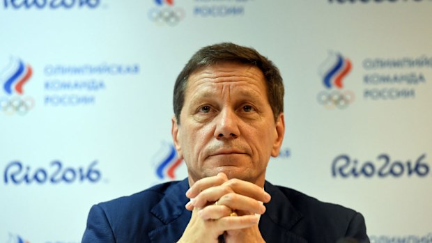 Russia's Olympic Committee (ROC) president Alexander Zhukov gives a press conference in the Russian fans house at the Copacabana beach. (AFP)