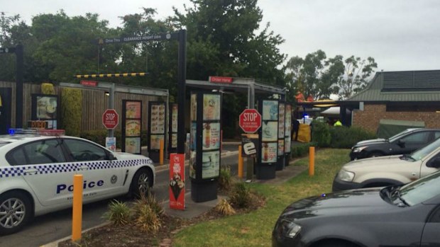 The scene at the Kings Park McDonalds where a 70-year-old man died. (9NEWS)