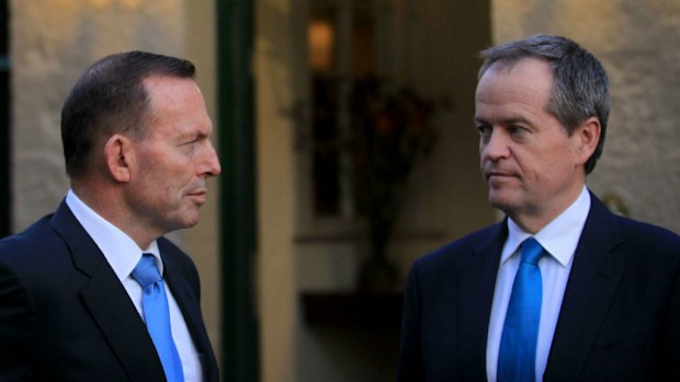 Tony Abbott and Bill Shorten at Kirribilli House. (AAP)